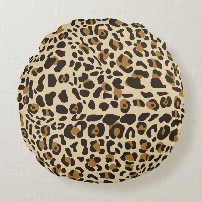 Leopard Jaguar Animal Print Mönster Rund Kudde (Framsidan)