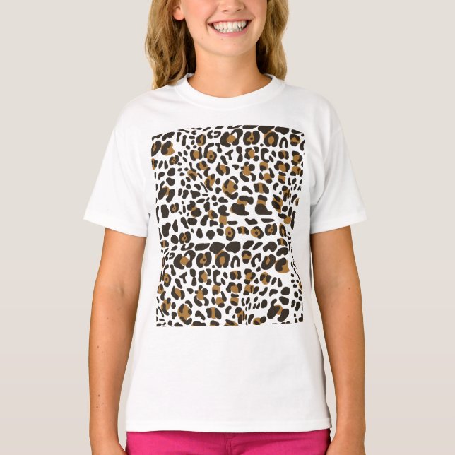 Leopard Jaguar Animal Print Mönster T Shirt (Framsida)
