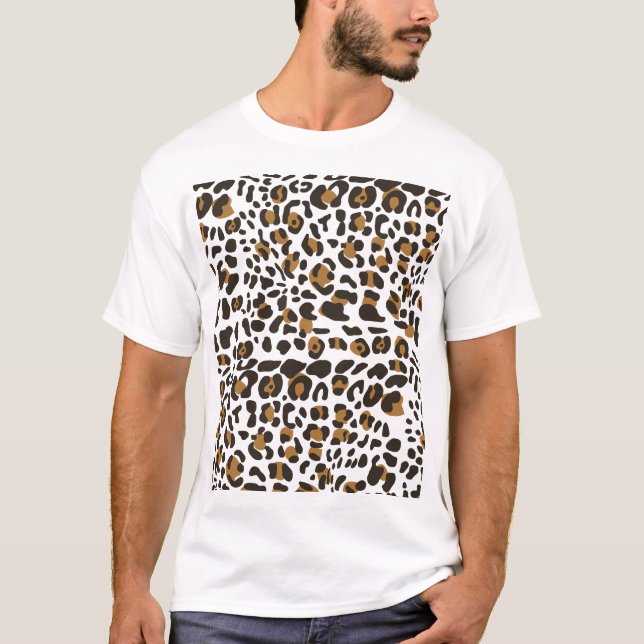 Leopard Jaguar Animal Print Mönster T Shirt (Framsida)
