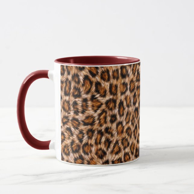 Leopard Jaguar Cat Brown Päls Mönster-24609 kaffe Mugg (Vänster)