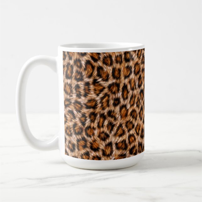 Leopard Jaguar Cat Brown Päls Mönster-24609 Kaffemugg (Vänster)
