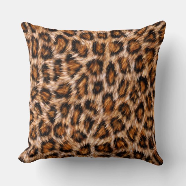 Leopard Jaguar Cat Brown Päls Mönster-24609 Kudde (Framsida)