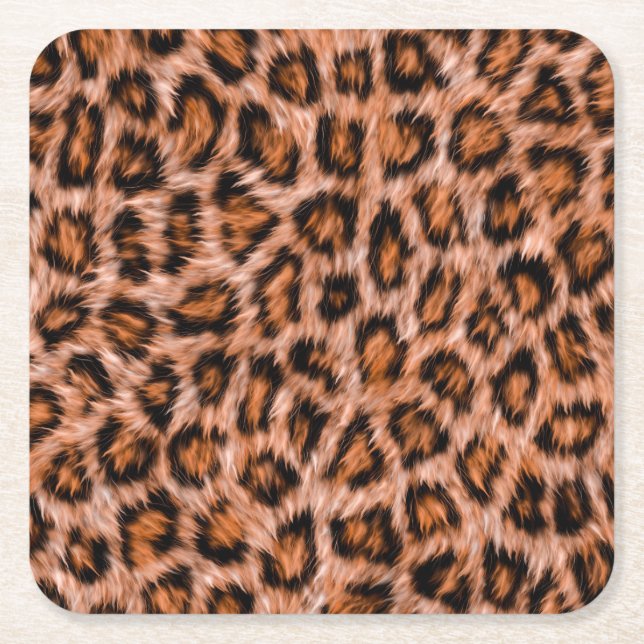 Leopard Jaguar Cat Brown Päls Mönster-24609 Underlägg Papper Kvadrat (Framsidan)