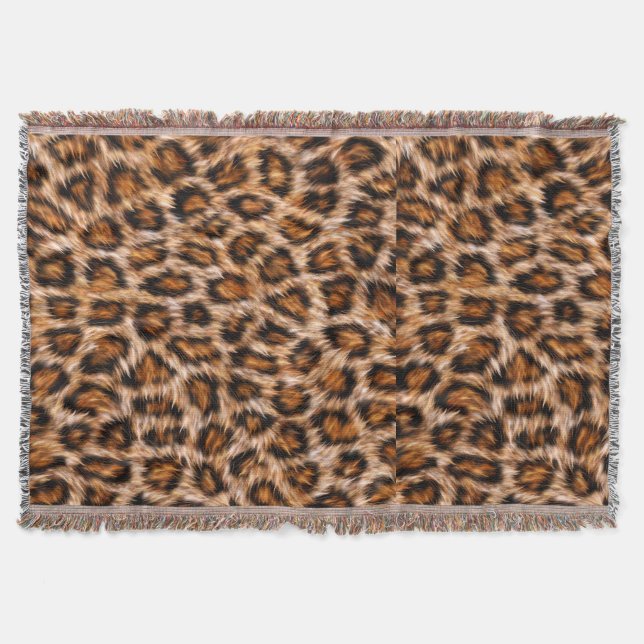 Leopard Jaguar Katt Brun Päls Mönster Filt (Framsidan)