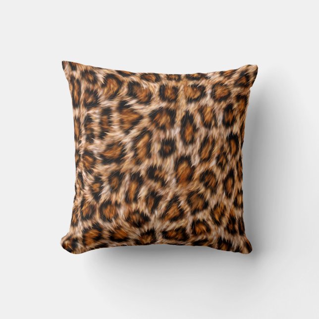 Leopard Jaguar Katt Brun Päls Mönster Kudde (Framsida)