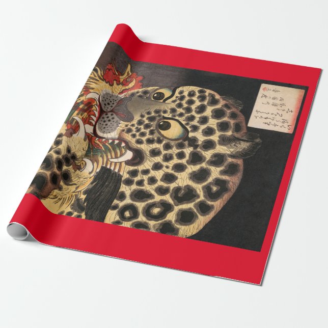 LEOPARD JAPANESE Wrapping Papper Presentpapper (Utrullad)