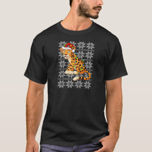 Leopard jul Ljus Reindeer Santa Hat Ugly X T Shirt