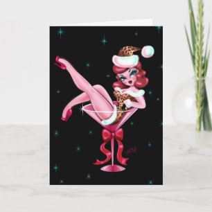 Leopard jul Martini Girl Helgkort