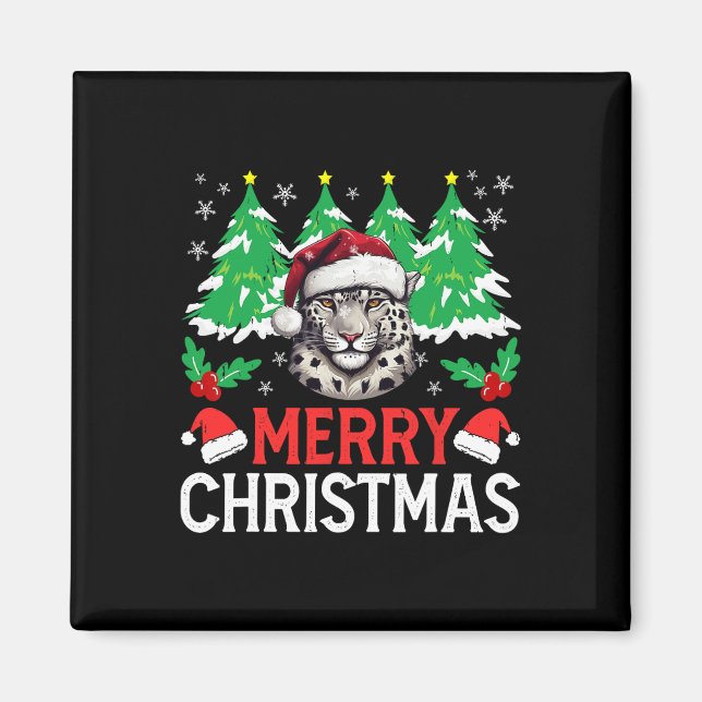 Leopard jul pyjamas kostym för Xmas Holiday  Magnet (Framsidan)