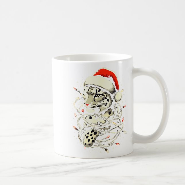Leopard jul Santa hatt julbelysning kvinnor Kaffemugg (Höger)