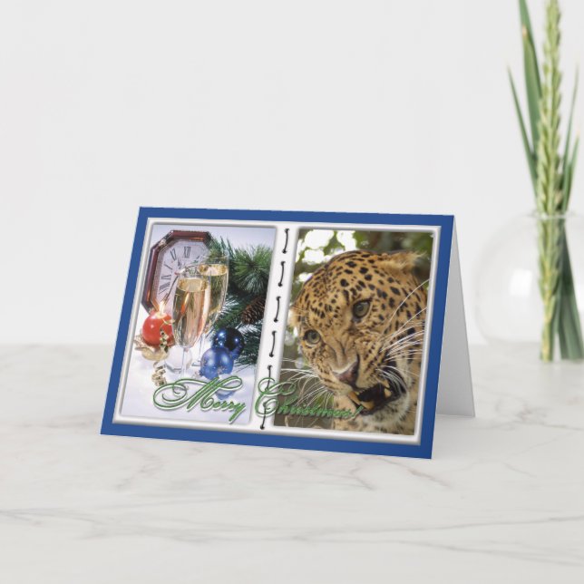 Leopard-julhälsningskort Helgkort (Framsida)