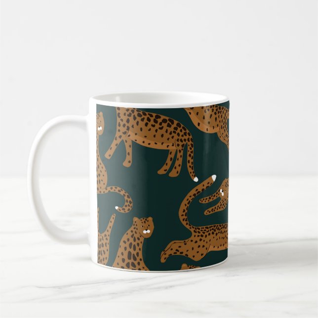 Leopard Jungle: Animal Print Vintage. Kaffemugg (Vänster)