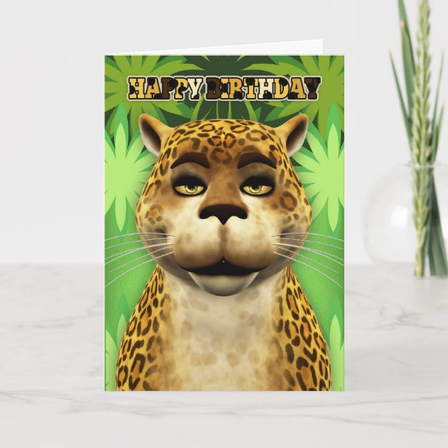 Leopard Jungle Birthday Card Kort (Framsida)