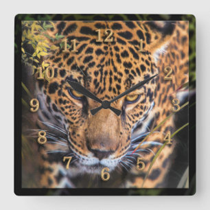 LEOPARD JUNGLE ENCOUNTER FYRKANTIG KLOCKA