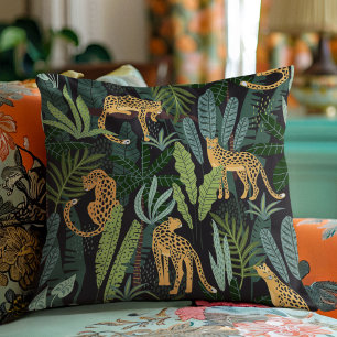 Leopard Jungle Forest Illustration Seamless Kudde