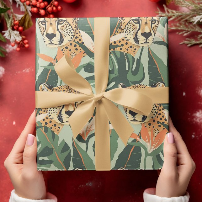 Leopard Jungle Forest Illustration Seamless Wallp Presentpapper (Skapare uppladdad)