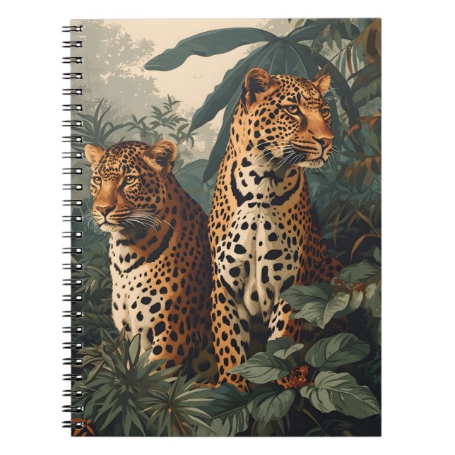 Leopard Jungle: Vintage Postcard Anteckningsbok (Framsidan)