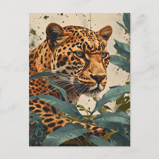 Leopard Jungle: Vintage Postcard Vykort (Framsida)
