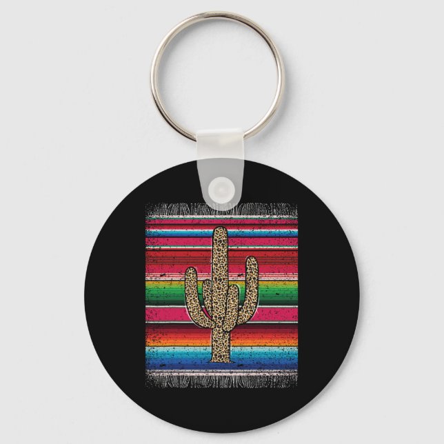 Leopard Kaktus Mexikansk Serape Cinco De Mayo Kvin Nyckelring (Framsida)