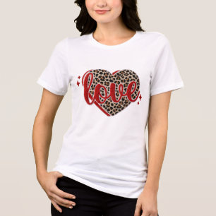 Leopard Kärlek Hjärt PNG, Chenille Lapp Valentin < T Shirt
