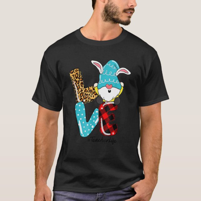 Leopard Kärlek Lacher Life Påsk Gnome Eggs Huntin T Shirt (Framsida)