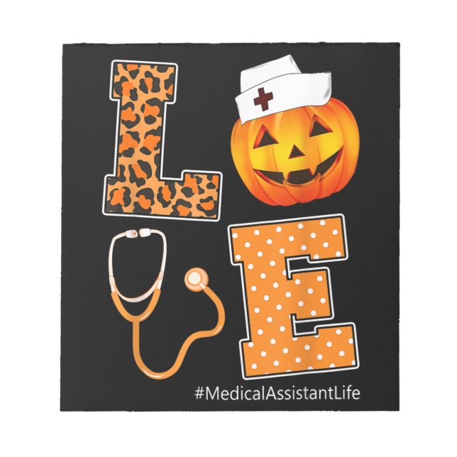 Leopard Kärlek Medical Assistant Halloween Pumpkin Anteckningsblock (Framsida)