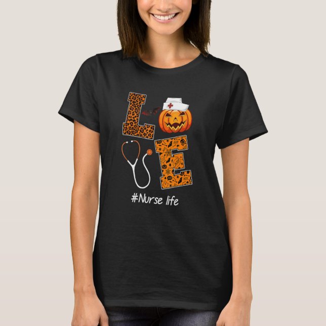 Leopard Kärlek Nurse Life Halloween Nurse Doktor P T Shirt (Framsida)