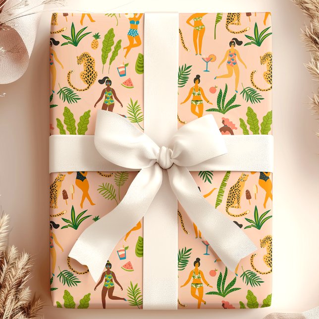 Leopard Kat Tropisk Tribal Afrikansk Djungel Mönst Presentpapper (Skapare uppladdad)