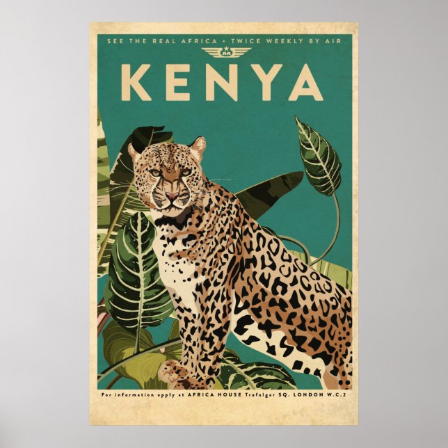 Leopard Kenya Travel Poster (Framsidan)