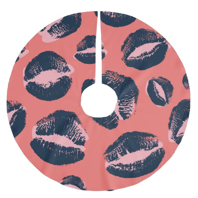 Leopard Kiss: Lipstick Mode Skriv ut Julgransmatta Borstad Polyester (Framsidan)