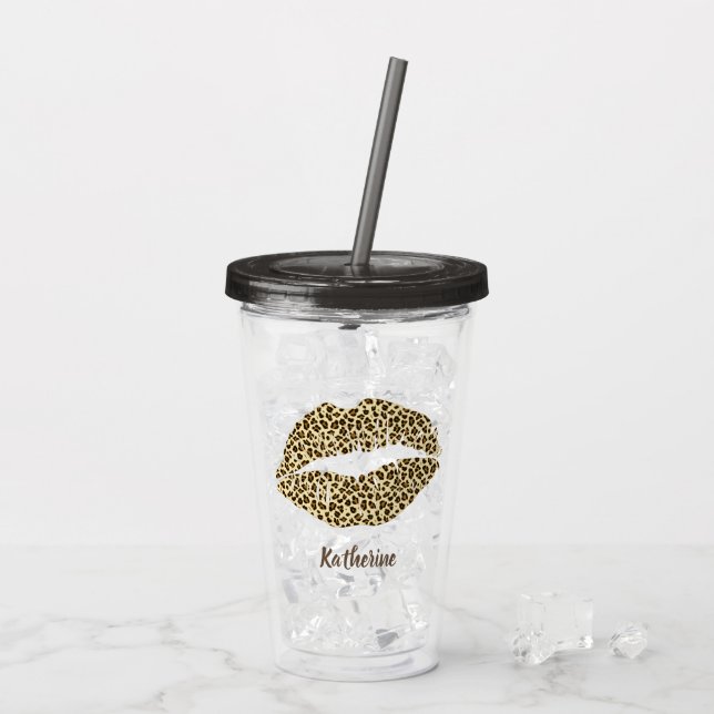 Leopard Kiss - Personlig Take Away Mugg (Baksida Ice)