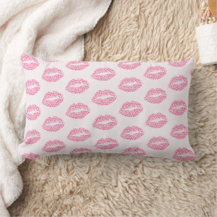 Leopard Kiss - Rosa Leopard Print Läppar Mönster Lumbarkudde