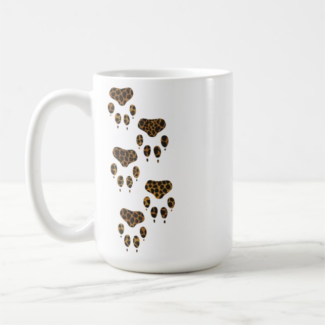 Leopard klor spår asymmetrisk katt  kaffemugg (Vänster)