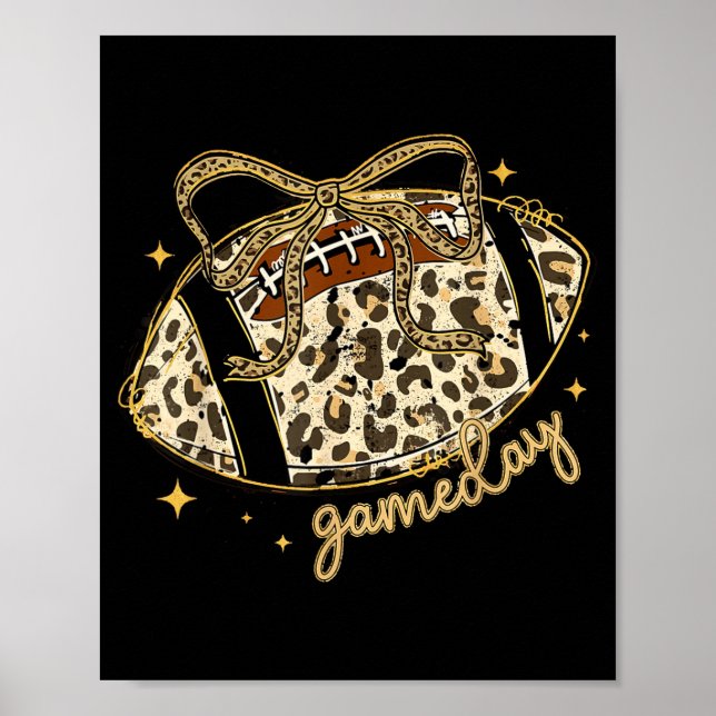 Leopard kokett båge speldag fotboll mamma lag poster (Framsidan)