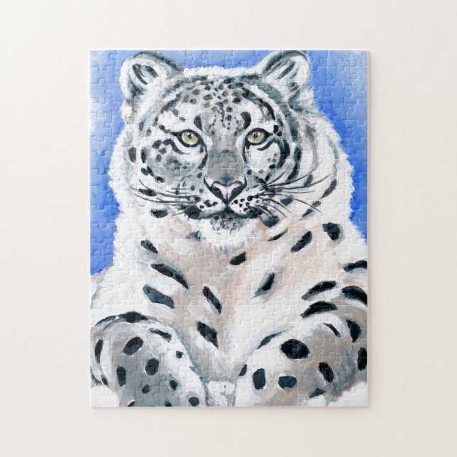 Leopard konst i Snö Pussel (Vertikal)