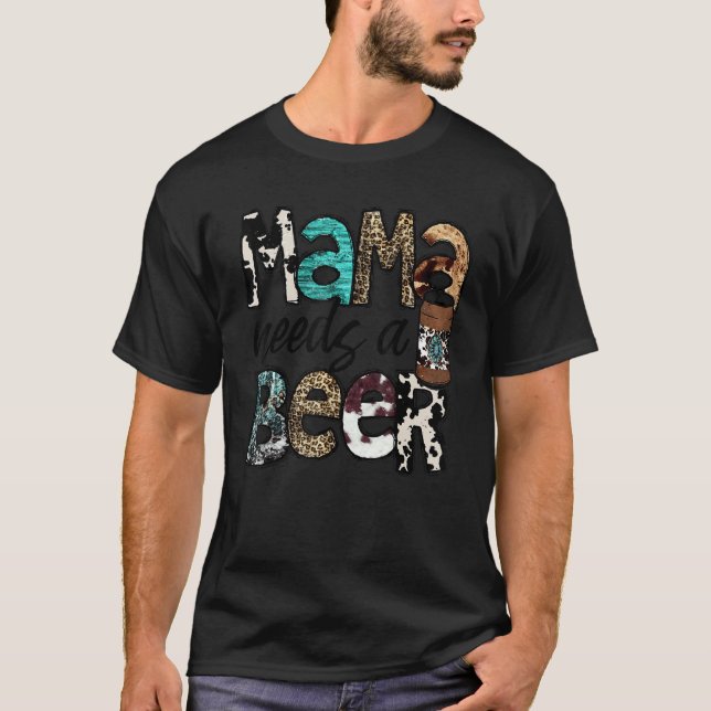 Leopard Kuhud Mama Behöver En Öl Västerländsk Dric T Shirt (Framsida)