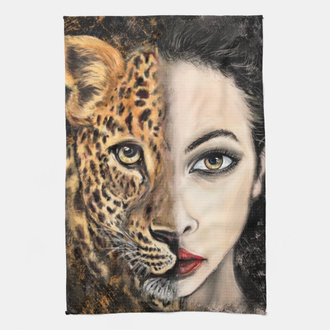 Leopard Kvinna Kökshandduk (Vertikal)