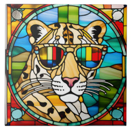 Leopard-lagrad dekorativ platta av glas kakelplatta