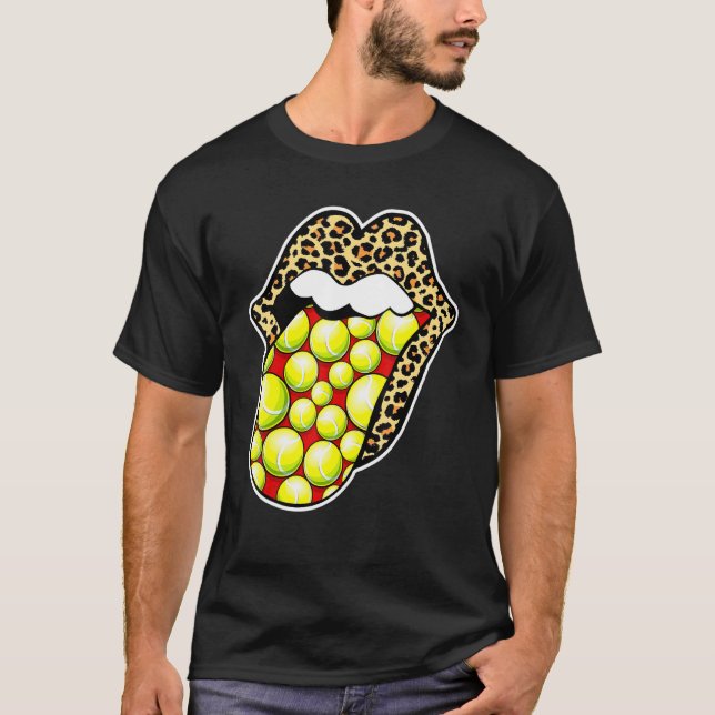 Leopard Läppar tennis Tunga Sticking out T Shirt (Framsida)