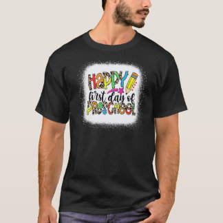 Leopard Lärare Glad Första Dag Förskola Tillbaka T Shirt