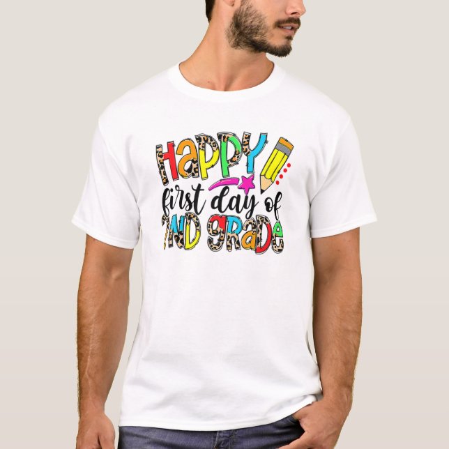 Leopard Lärare Lycklig, första dagen på andra Klas T Shirt (Framsida)