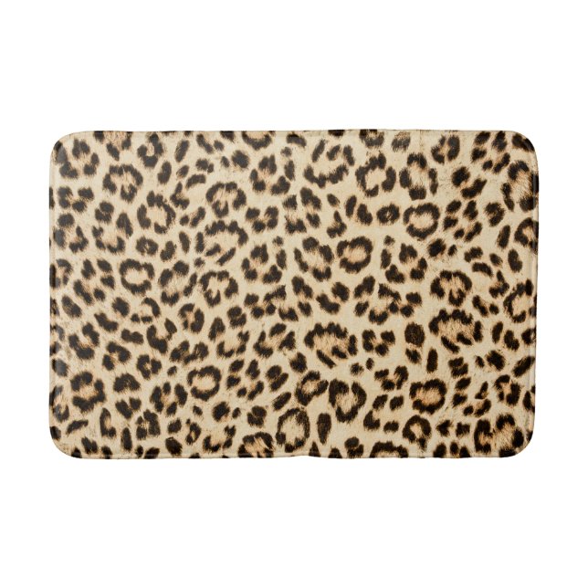 Leopard Leather Print Mönster Monogram Badrumsmatta (Framsidan)