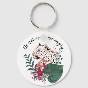 Leopard, leopard muzzle, blommigt , botaniskt nyckelring