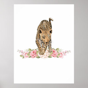 Leopard, Leopard Ro, Leopard Flower Poster