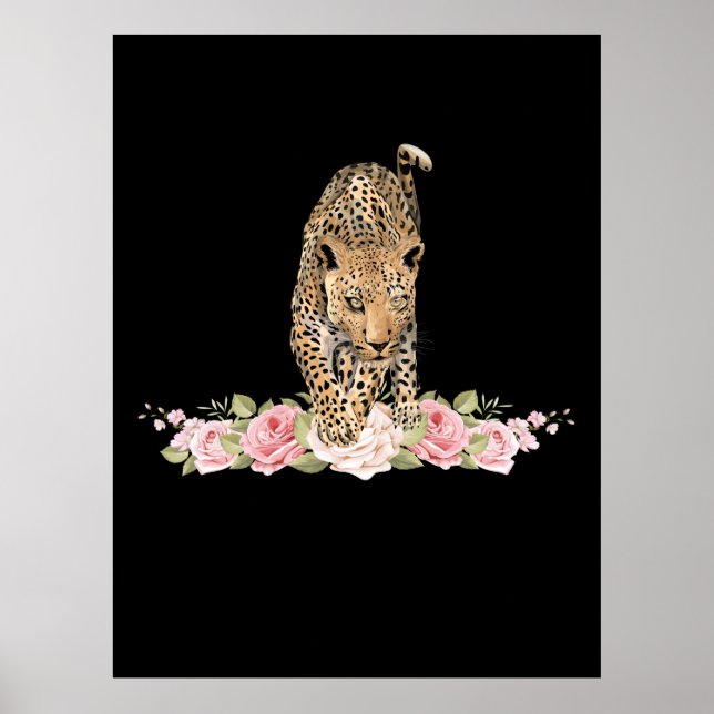 Leopard, Leopard Ro, Leopard Flower Poster (Framsidan)