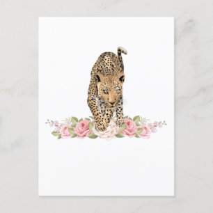 Leopard, Leopard Ro, Leopard Flower Vykort