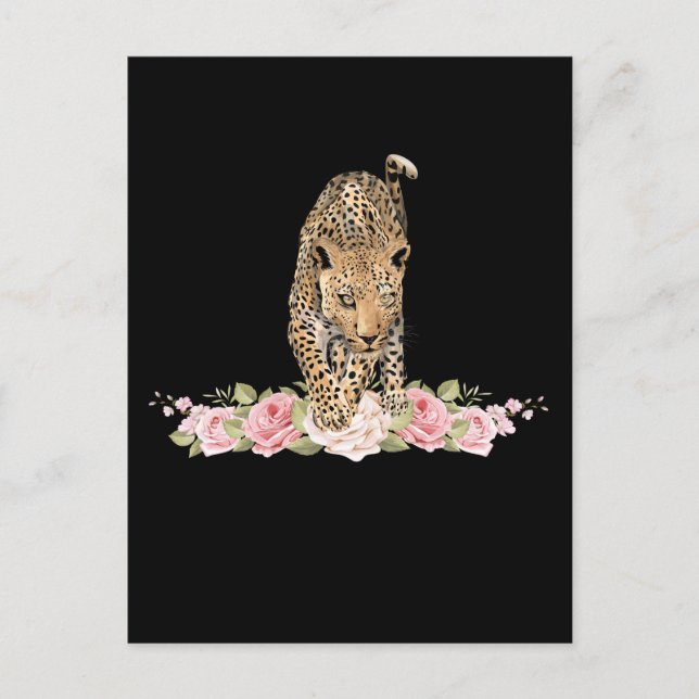 Leopard, Leopard Rose, Leopard Blomma Postkort Vykort (Framsida)
