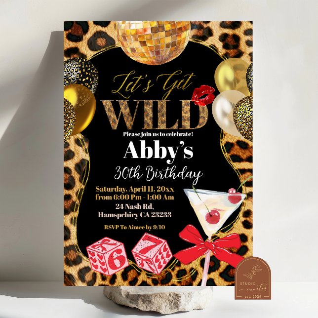 Leopard Let's Get Wild Birthday Invitation Inbjudningar (Skapare uppladdad)