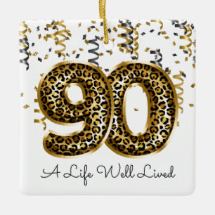 Leopard Life well levde 90 födelsedagsballonger Fo Julgransprydnad Keramik