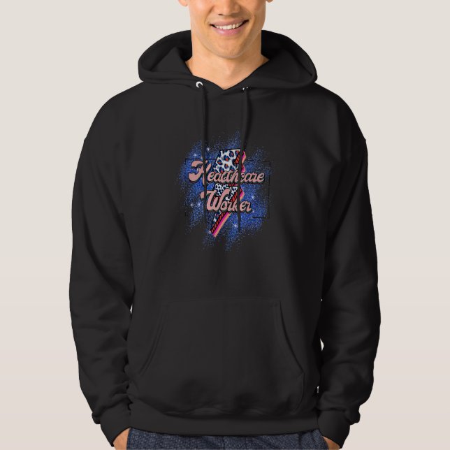 Leopard Lighting Bolt Healthcare Worker Hoodie (Framsida)